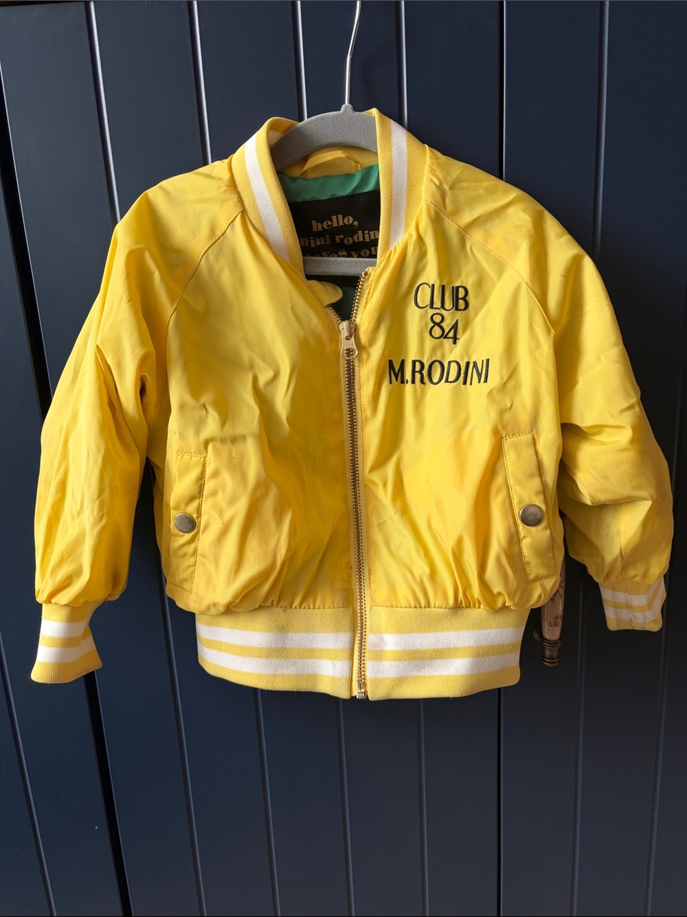 Mini Rodini Kids' Yellow Club 84 Bomber Jacket - size 1.5-3 year